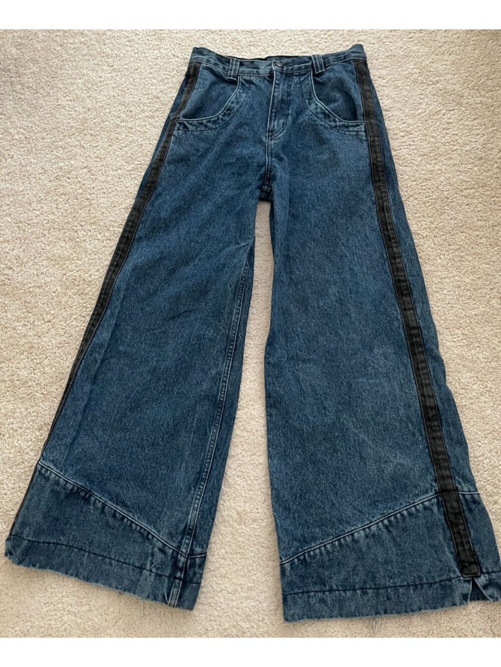 LIQUID LAGOON Wide Leg Jeans Baggy Blue Denim Y2K Skate JNCO 27 READ